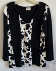 Bibi Sweater Womens Small Black Cow Print Color Block Knit Sweater NWT