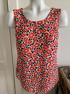 Cabi Womens Size Size XS #5356 Flipside Red Floral Ruffle Tank Top Polyester