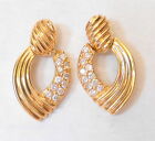 Beautiful 22 Diamonds 14K Yellow Gold Hinged Door Knocker Style Earrings 30mm