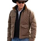 Men' Yellowstone Kevin Costner John Dutton Season 4 Quilted Cotton Brown Jacket