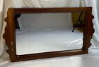 Antique Victorian Carved Wood Wall Mirror Hat Coat Rack 30.75