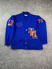 VINTAGE 70s Athletic Knitwear Sweater Mens 44 Blue Florida Football Letterman *
