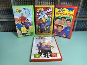 The Wiggles 3 VHS 1 DVD Lot Play Time Magical Adventure Wiggly Party Christmas