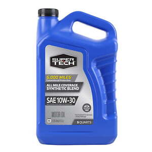 Super Tech All Mileage Synthetic Blend Motor Oil SAE 10W-30, 5 Quarts!