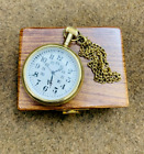 Vintage Brass Pocket Watch with Wooden Box Antique Pocket Watch Men Women Gift
