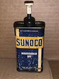 Vintage Empty 4oz Sunoco Household Oil Advertising Tin