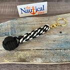 Rope Keychain w/ Monkey Fist Knot Ball - Braided Lanyard - Hand Tied Bell Pull