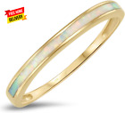10K Solid Yellow Gold White Opal Inlay Band Ring