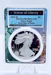 New Listing2022 W PROOF SILVER EAGLE PCGS PR70 DCAM FIRST DAY OF ISSUE. STATUE of LIBERTY