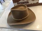 Men's Resistol Beige Resistol 3xxx  Beaver USA Made Cowboy Hat Size 6 7/8 w/box