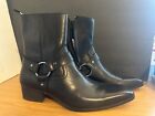 OSSTONE Mens Chelsea Ankle Boots Leather Motorcycle Boots with Side Zipper Sz 13