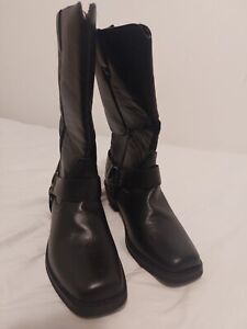 Mens Black Harness Boots Vegan Leather 9.5D