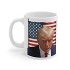 Donald Trump Mugshot 11oz White Ceramic Coffee Mug American Flag