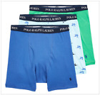 NIB Polo Ralph Lauren Classic Fit Cotton Boxer Brief 3 Pack BLUE GREEN MARLIN