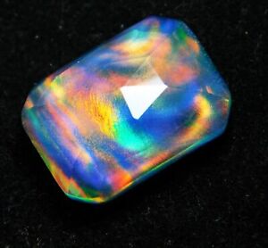 15 Ct Certified Aurora Fire Opal Natural Emerald Cut Loose Gemstone