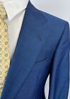 Coppley Men's Royal Blue Herringbone 100% Wool Sport Coat Blazer Sz 38 R