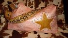 CW Leather Rhinestone Studded Handbag Purse Croc Leather Pink And Brown Star