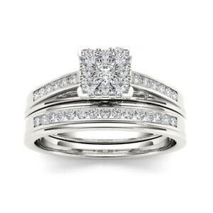 925 Silver Filled Ring Set Partty Cubic Zircon Women Wedding Jewelry Sz 6-10