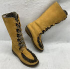 Timberland Kickadilla Mid Calf Lace Up Boots 84387 Wheat Leather Faux Fur 8.5M