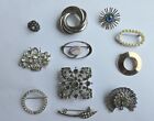 Vintage Lot Of 11 Silver Tone Brooches/Pins