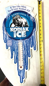 Kodiak ICE Snuff Tobacco Advertising Embossed Metal Tin Sign Thermometer Bear