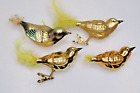 Lot 4 VTG Blown Glass Clip On SONG Feather Tail BIRD Christmas Ornaments Germany