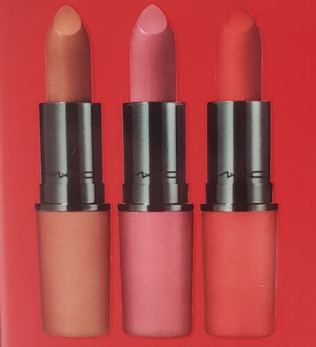MAC 3 Piece Lipstick Set Three Cheers! Matte Bestsellers Nude/Mauve/Red $63Value