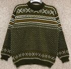 Vintage Dale of Norway Mens Green Wool Birdseye Nordic Knit Sweater Size Medium