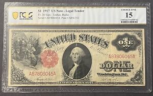 1917 $1 PCGS 15 Choice Fine Banknote Fr Sign 36 Teehee Burke Dead Centered Clean