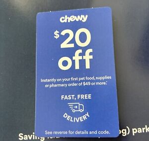 Chewy $20 Off Coupon Code 1st Order Of $49 or More Exp. 6/30/2024 Get Code Today