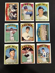 New Listing1972 Topps Baseball High Number Lot Of 9 EX-Near Mint Cards Set Break