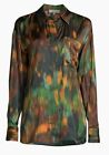 Lafayette 148 New York Tess Abstract Print Button Down 100% Viscose Blouse L