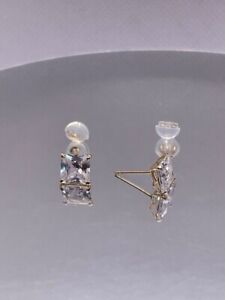 pair of 4ct princess cut stud earrings lab created diamonds 10k yellow gold