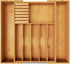 Premium Expandable Kitchen Drawer Organizer - 100% Bamboo Organizer Tray -