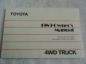 1989 4WD TRUCK OWNER'S MANUAL By Toyota Motor Corporation *Excellent Condition*