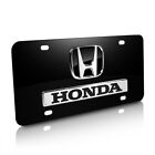 Honda Black 3D Logo and Nameplate on Black Stainless Steel License Plate