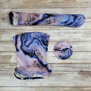 Three Piece Keyboard Wrist Support Rest, Mouse Pad, and Coaster Set Galaxy Print