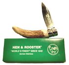 Hen and Rooster Barrel Lock Knife Stag Tine Handle Made in Spain HR-5053-N
