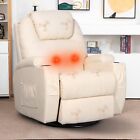 Massage Recliner Chair Heated Rocker Recliner Living Room Chair with Cup Holder