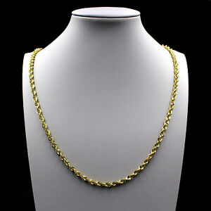 Real 10K Yellow Gold 2.5mm Diamond Cut Rope Chain Pendant Necklace 16