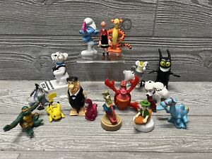 Mixed Lot of 13 Mini Figures Small Assorted Toys Flinstones Smurf TMNT Pokemon