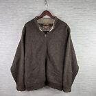 VINTAGE Woolrich Sweater Mens Large Brown Wool Cardigan Full Zip Fleece Lined