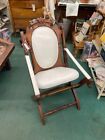 Antique Victorian Folding Walnut Campaign Chair in Great Condition