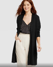 A New Day Woman's Long Duster Black Sparkly Fabric Open Cardigan XXL Side Slits