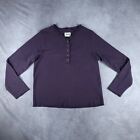 Pact Mens Henley T Shirt L Purple Waffle Knit