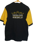 Hilton Men's Black/Yellow Retro Bowling Shirt Button-up Embroidered Size Medium