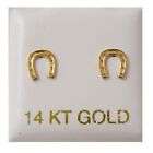 14k Yellow Gold Tiny Horseshoe Stud Earrings