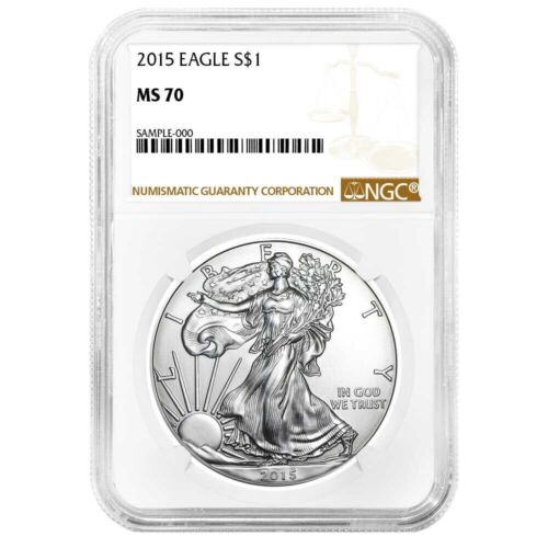 2015 $1 Silver Eagle NGC MS70 Brown Label