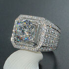 Men's 2 Carat Zircon Crystal Rings 925 Sterling Silver Ring Wedding Fine Ring