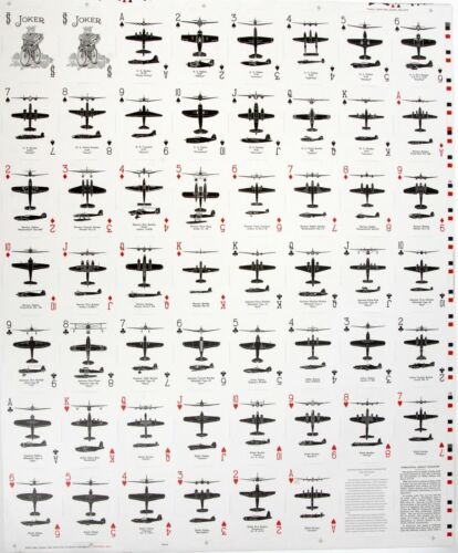 WWII BLUE Aircraft Spotter Cards Reissue Uncut Sheet US Playing Card MIS-0103-SB